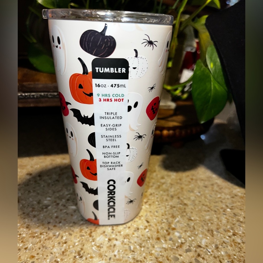 CORKCICLE Halloween 16oz Tumbler Pumpkin Ghost Bat Spider Fall Insulated Cup NEW